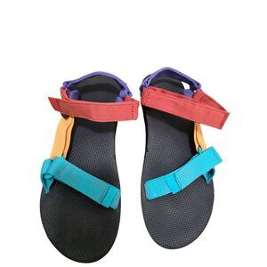 Teva Men Colorful Adjustable Strap Hiking Sandals In Purple Red Yellow & Teal Si